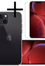 NoXx Hoes Geschikt voor iPhone 13 Mini Hoesje Cover Siliconen Back Case Hoes Met Screenprotector - Transparant