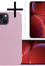 NoXx Hoes Geschikt voor iPhone 13 Mini Hoesje Cover Siliconen Back Case Hoes Met Screenprotector - Lila