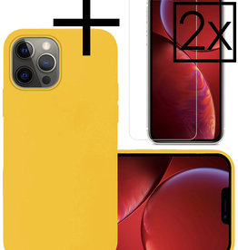 NoXx NoXx iPhone 13 Pro Hoesje Siliconen Met 2x Screenprotector - Geel