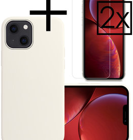 NoXx NoXx iPhone 13 Hoesje Siliconen Met 2x Screenprotector - Wit