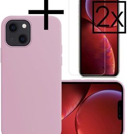 NoXx NoXx iPhone 13 Hoesje Siliconen Met 2x Screenprotector - Lila