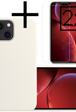 NoXx Hoes Geschikt voor iPhone 13 Mini Hoesje Cover Siliconen Back Case Hoes Met 2x Screenprotector - Wit