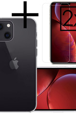 NoXx Hoes Geschikt voor iPhone 13 Mini Hoesje Cover Siliconen Back Case Hoes Met 2x Screenprotector - Transparant