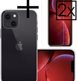 NoXx NoXx iPhone 13 Mini Hoesje Siliconen Met 2x Screenprotector - Transparant