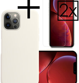 NoXx NoXx iPhone 13 Pro Max Hoesje Siliconen Met 2x Screenprotector - Wit