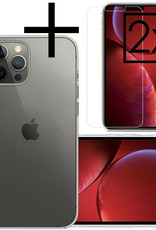 NoXx Hoes Geschikt voor iPhone 13 Pro Max Hoesje Cover Siliconen Back Case Hoes Met 2x Screenprotector - Transparant