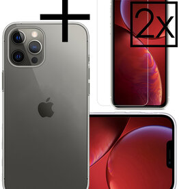 NoXx NoXx iPhone 13 Pro Max Hoesje Siliconen Met 2x Screenprotector - Transparant