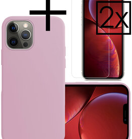 NoXx NoXx iPhone 13 Pro Max Hoesje Siliconen Met 2x Screenprotector - Lila