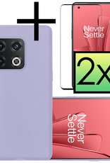 NoXx Hoes Geschikt voor OnePlus 10 Pro Hoesje Cover Siliconen Back Case Hoes Met 2x Screenprotector - Lila