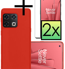 NoXx OnePlus 10 Pro Hoesje Siliconen Met 2x Screenprotector - Rood