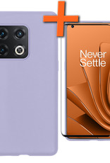 Nomfy Hoesje Geschikt voor OnePlus 10 Pro Hoesje Siliconen Cover Case Met Screenprotector - Hoes Geschikt voor OnePlus 10 Pro Hoes Back Case - Lila