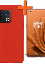 Nomfy Hoesje Geschikt voor OnePlus 10 Pro Hoesje Siliconen Cover Case Met Screenprotector - Hoes Geschikt voor OnePlus 10 Pro Hoes Back Case - Rood