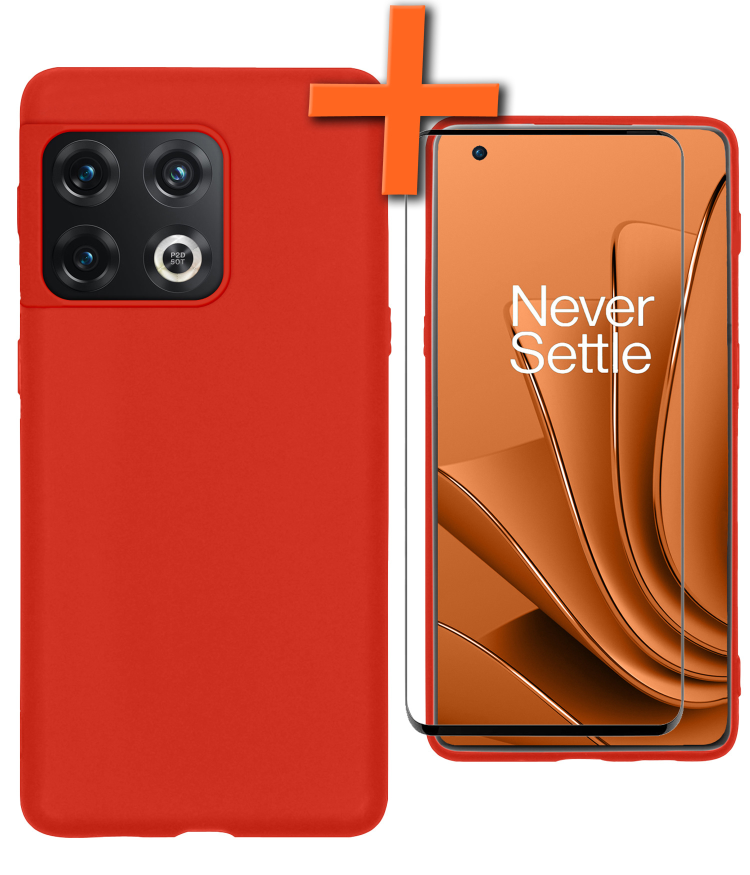 Nomfy Hoesje Geschikt voor OnePlus 10 Pro Hoesje Siliconen Cover Case Met Screenprotector - Hoes Geschikt voor OnePlus 10 Pro Hoes Back Case - Rood