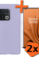 OnePlus 10 Pro Hoesje Met 2x Screenprotector - OnePlus 10 Pro Case Lila Siliconen - OnePlus 10 Pro Hoes Met 2x Screenprotector