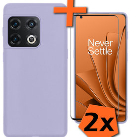 Nomfy Nomfy OnePlus 10 Pro Hoesje Siliconen Met 2x Screenprotector - Lila