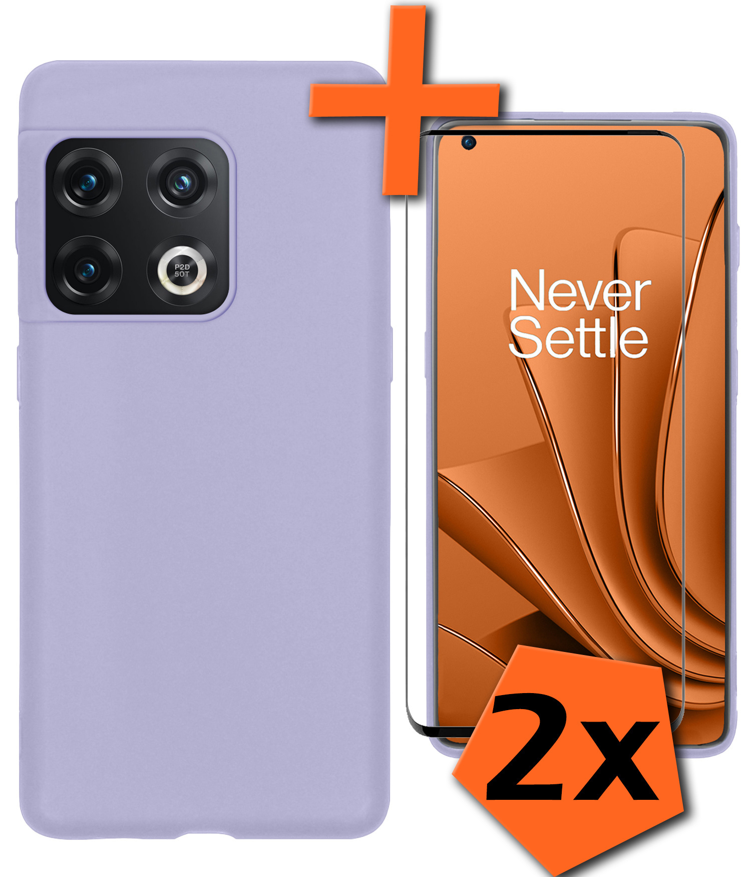 Nomfy Hoesje Geschikt voor OnePlus 10 Pro Hoesje Siliconen Cover Case Met 2x Screenprotector - Hoes Geschikt voor OnePlus 10 Pro Hoes Back Case - Lila