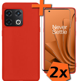 Nomfy Nomfy OnePlus 10 Pro Hoesje Siliconen Met 2x Screenprotector - Rood