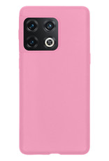 OnePlus 10 Pro Hoesje Siliconen Met Screenprotector - OnePlus 10 Pro Case Hoes Met Screenprotector - Licht Roze