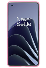 BASEY. Hoes Geschikt voor OnePlus 10 Pro Hoesje Siliconen Back Cover Case Met Screenprotector - Hoesje Geschikt voor OnePlus 10 Pro Hoes Cover Hoesje - Lichtroze