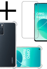 NoXx Hoes Geschikt voor OPPO Reno 6 Hoesje Siliconen Cover Shock Proof Back Case Shockproof Hoes Met Screenprotector - Transparant