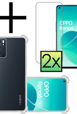 NoXx Hoes Geschikt voor OPPO Reno 6 Hoesje Siliconen Cover Shock Proof Back Case Shockproof Hoes Met 2x Screenprotector - Transparant