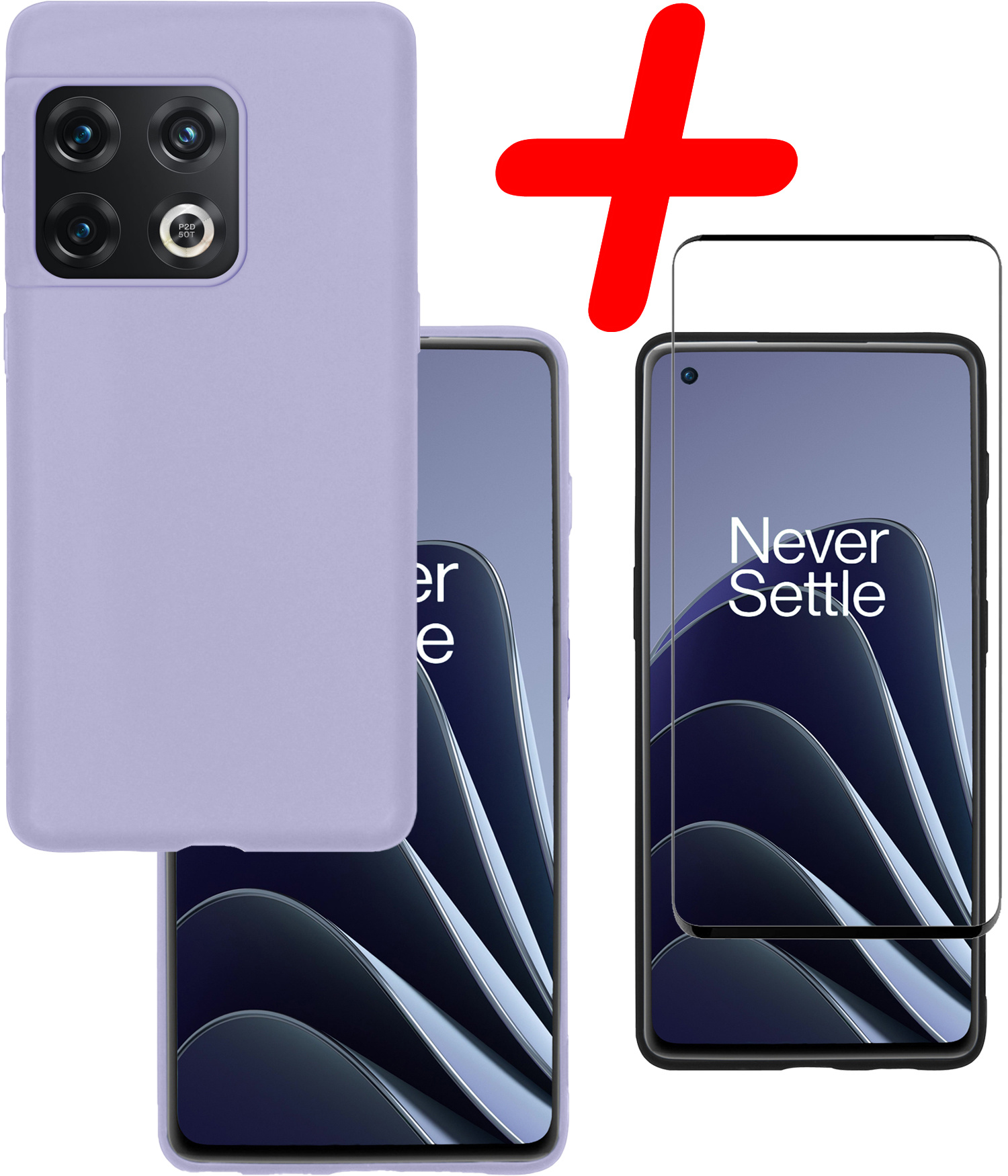 BASEY. Hoes Geschikt voor OnePlus 10 Pro Hoesje Siliconen Back Cover Case Met Screenprotector - Hoesje Geschikt voor OnePlus 10 Pro Hoes Cover Hoesje - Lila