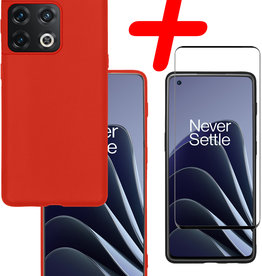 BASEY. BASEY. OnePlus 10 Pro Hoesje Siliconen Met Screenprotector - Rood