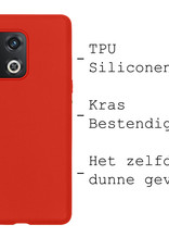 BASEY. Hoes Geschikt voor OnePlus 10 Pro Hoesje Siliconen Back Cover Case Met Screenprotector - Hoesje Geschikt voor OnePlus 10 Pro Hoes Cover Hoesje - Rood