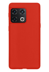 BASEY. Hoes Geschikt voor OnePlus 10 Pro Hoesje Siliconen Back Cover Case Met Screenprotector - Hoesje Geschikt voor OnePlus 10 Pro Hoes Cover Hoesje - Rood