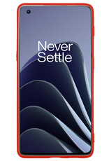 BASEY. Hoes Geschikt voor OnePlus 10 Pro Hoesje Siliconen Back Cover Case Met Screenprotector - Hoesje Geschikt voor OnePlus 10 Pro Hoes Cover Hoesje - Rood