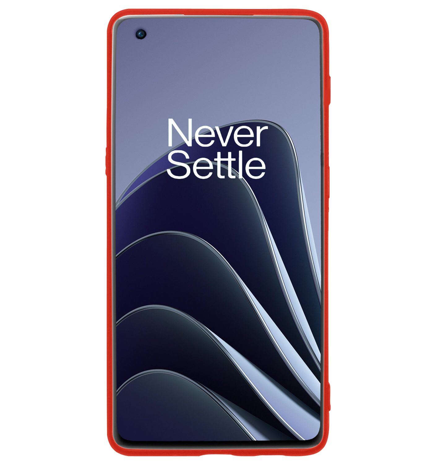BASEY. Hoes Geschikt voor OnePlus 10 Pro Hoesje Siliconen Back Cover Case Met Screenprotector - Hoesje Geschikt voor OnePlus 10 Pro Hoes Cover Hoesje - Rood
