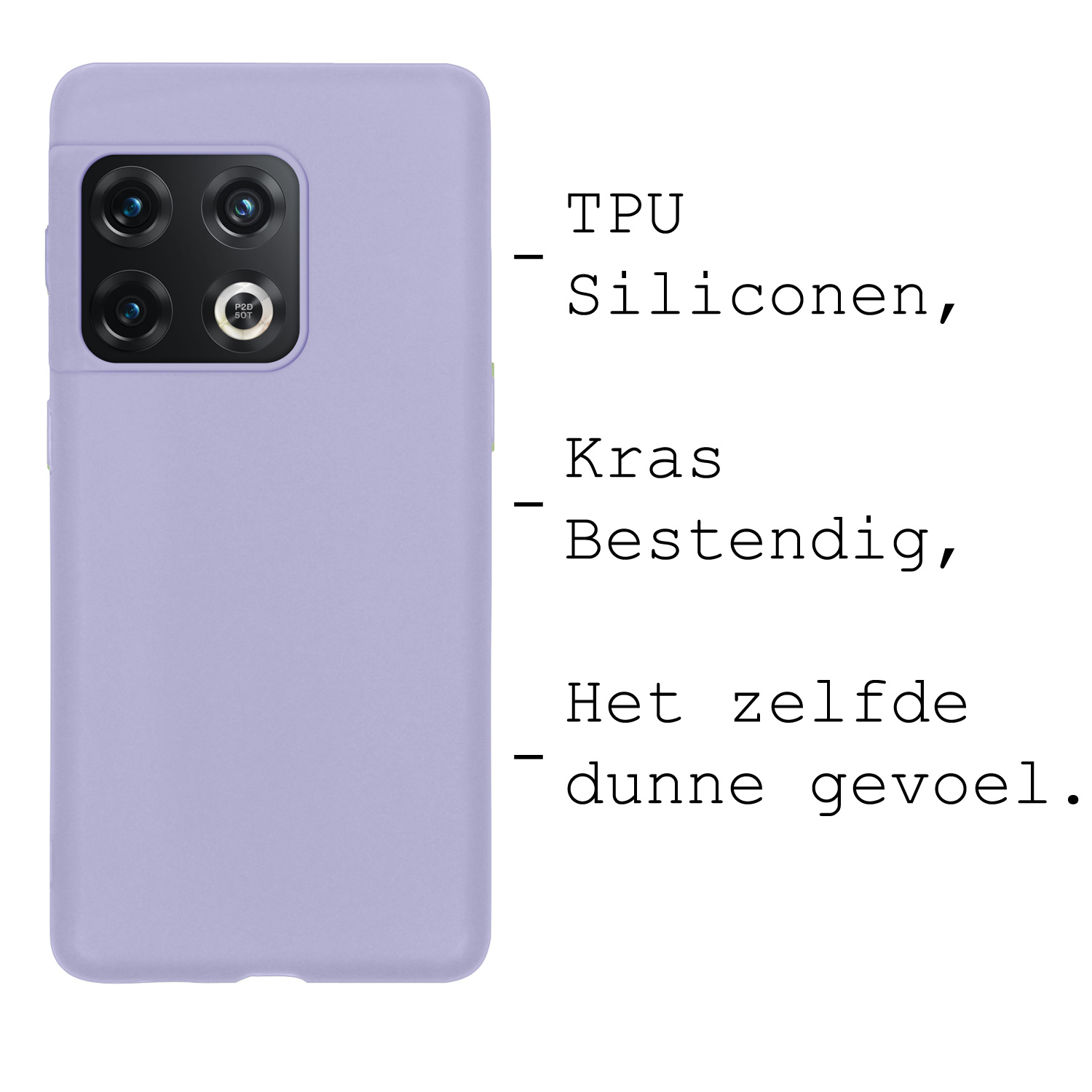 BASEY. Hoes Geschikt voor OnePlus 10 Pro Hoesje Siliconen Back Cover Case Met 2x Screenprotector - Hoesje Geschikt voor OnePlus 10 Pro Hoes Cover Hoesje - Lila