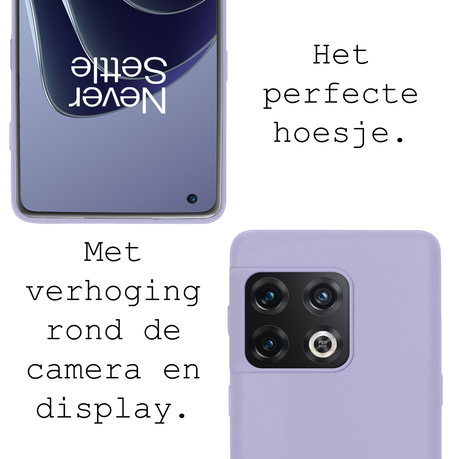 BASEY. Hoes Geschikt voor OnePlus 10 Pro Hoesje Siliconen Back Cover Case Met 2x Screenprotector - Hoesje Geschikt voor OnePlus 10 Pro Hoes Cover Hoesje - Lila