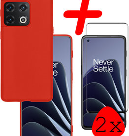 BASEY. BASEY. OnePlus 10 Pro Hoesje Siliconen Met 2x Screenprotector - Rood
