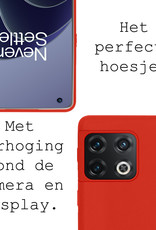 OnePlus 10 Pro Hoesje Siliconen Met 2x Screenprotector - OnePlus 10 Pro Case Hoes Met 2x Screenprotector - Rood