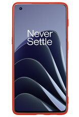 OnePlus 10 Pro Hoesje Siliconen Met 2x Screenprotector - OnePlus 10 Pro Case Hoes Met 2x Screenprotector - Rood