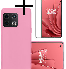 NoXx NoXx OnePlus 10 Pro Hoesje Siliconen Met Screenprotector - Lichtroze