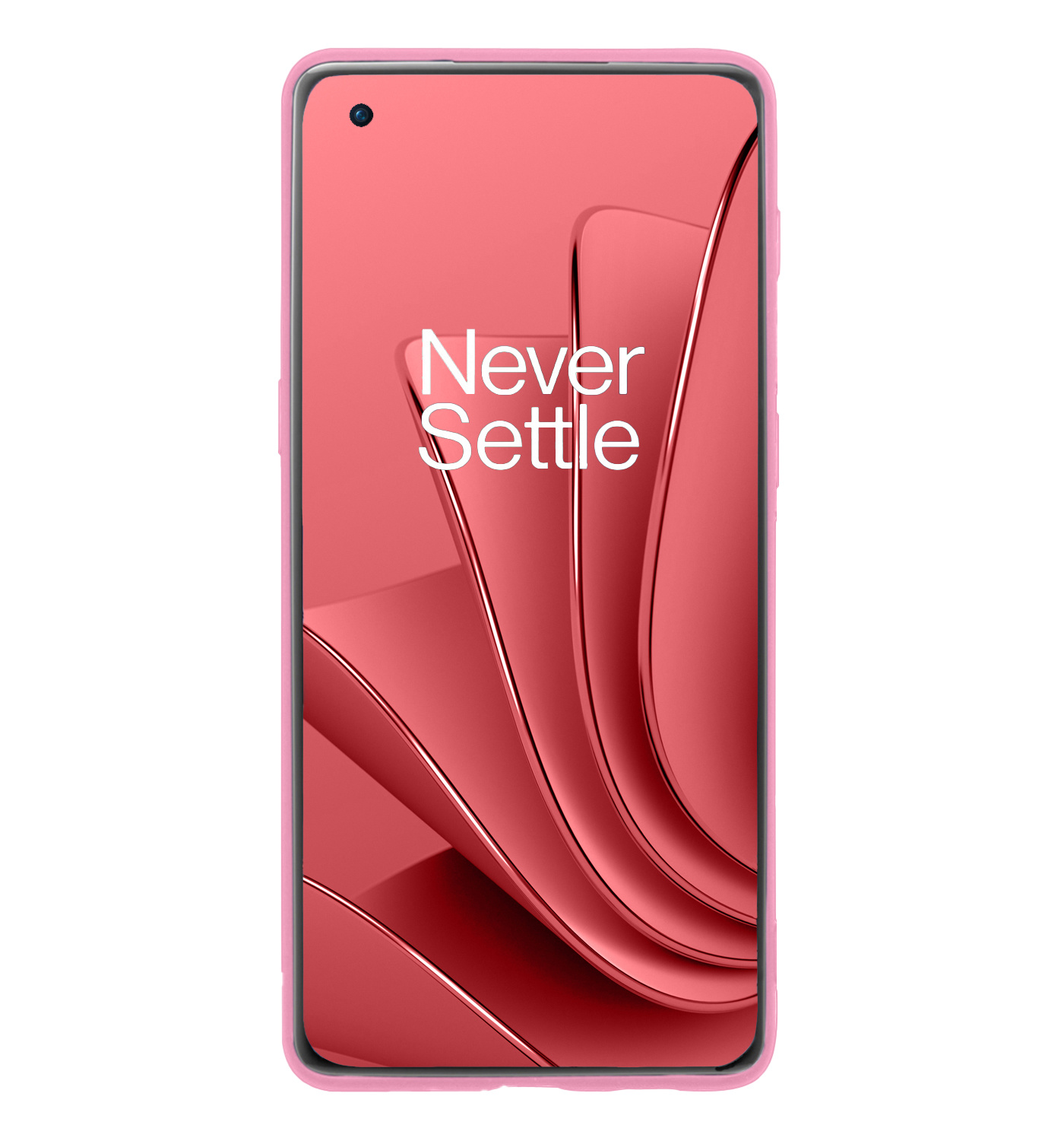 NoXx Hoes Geschikt voor OnePlus 10 Pro Hoesje Cover Siliconen Back Case Hoes Met Screenprotector - Lichtroze