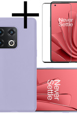 NoXx Hoes Geschikt voor OnePlus 10 Pro Hoesje Cover Siliconen Back Case Hoes Met Screenprotector - Lila