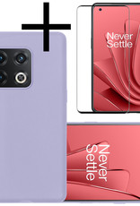 OnePlus 10 Pro Hoesje Back Cover Siliconen Case Hoes Met Screenprotector - Lila