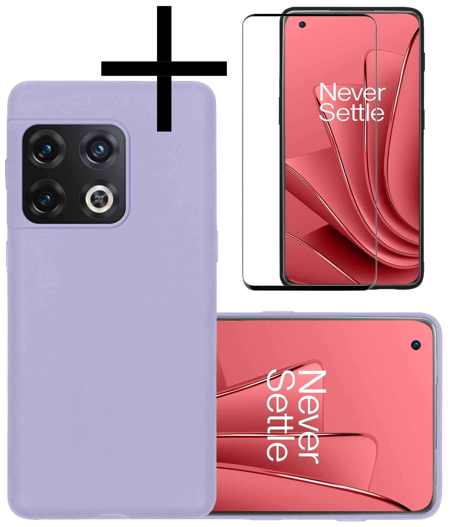 NoXx Hoes Geschikt voor OnePlus 10 Pro Hoesje Cover Siliconen Back Case Hoes Met Screenprotector - Lila