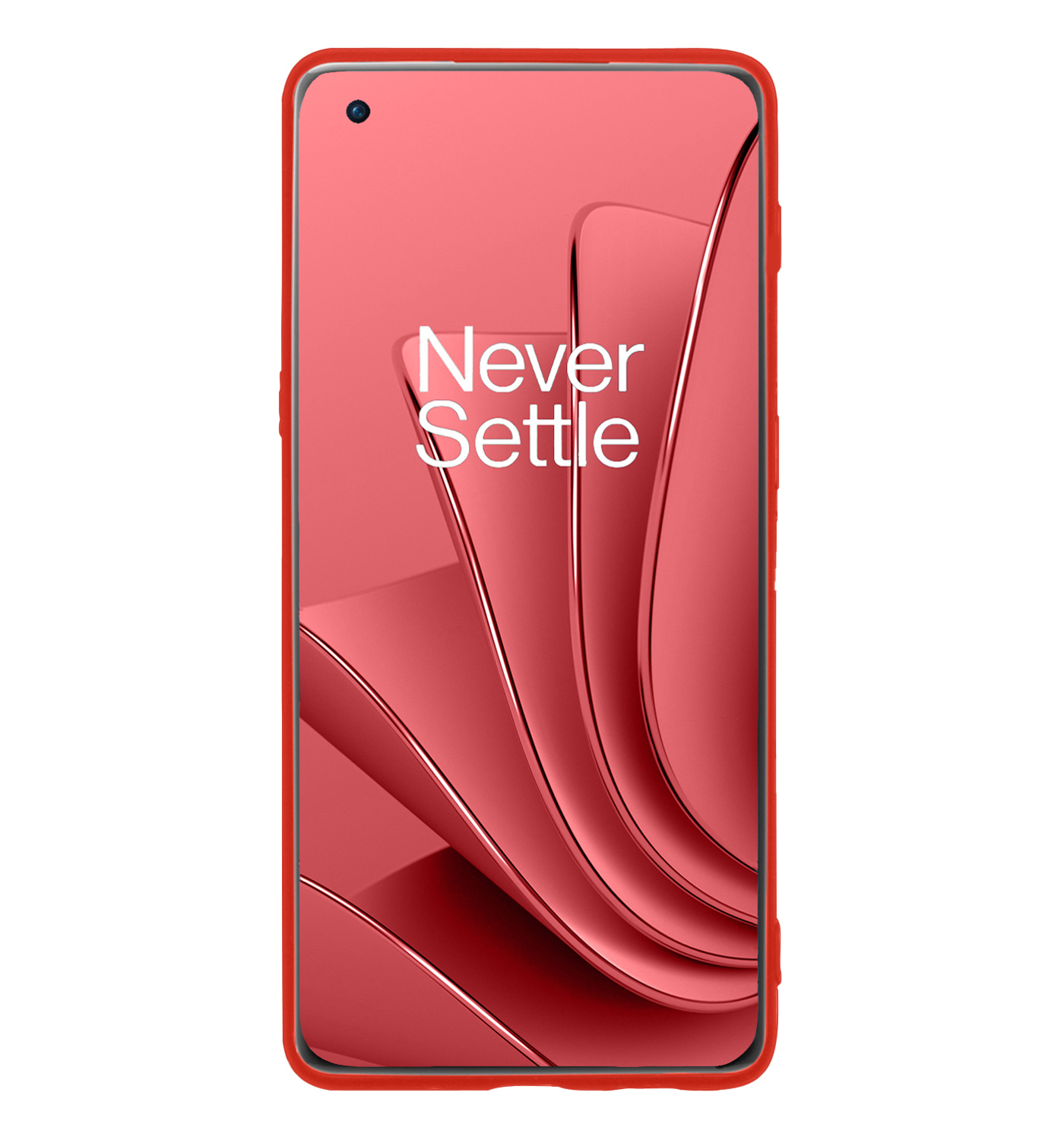NoXx Hoes Geschikt voor OnePlus 10 Pro Hoesje Cover Siliconen Back Case Hoes Met Screenprotector - Rood