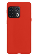 NoXx Hoes Geschikt voor OnePlus 10 Pro Hoesje Cover Siliconen Back Case Hoes Met Screenprotector - Rood