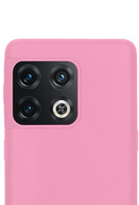 NoXx Hoes Geschikt voor OnePlus 10 Pro Hoesje Cover Siliconen Back Case Hoes Met 2x Screenprotector - Lichtroze