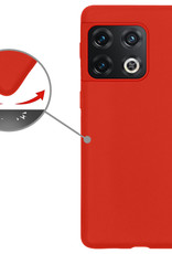 Nomfy Hoesje Geschikt voor OnePlus 10 Pro Hoesje Siliconen Cover Case Met Screenprotector - Hoes Geschikt voor OnePlus 10 Pro Hoes Back Case - Rood