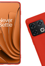 Nomfy Hoesje Geschikt voor OnePlus 10 Pro Hoesje Siliconen Cover Case Met Screenprotector - Hoes Geschikt voor OnePlus 10 Pro Hoes Back Case - Rood
