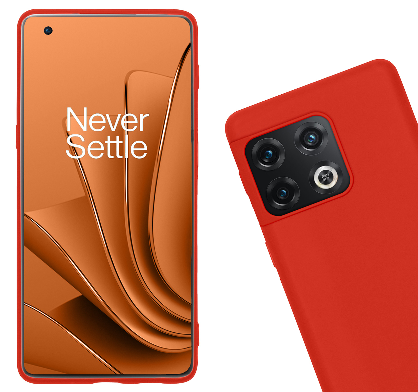Nomfy Hoesje Geschikt voor OnePlus 10 Pro Hoesje Siliconen Cover Case Met Screenprotector - Hoes Geschikt voor OnePlus 10 Pro Hoes Back Case - Rood
