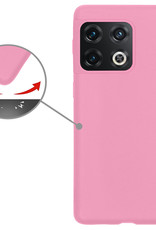 Nomfy Hoesje Geschikt voor OnePlus 10 Pro Hoesje Siliconen Cover Case Met 2x Screenprotector - Hoes Geschikt voor OnePlus 10 Pro Hoes Back Case - Lichtroze