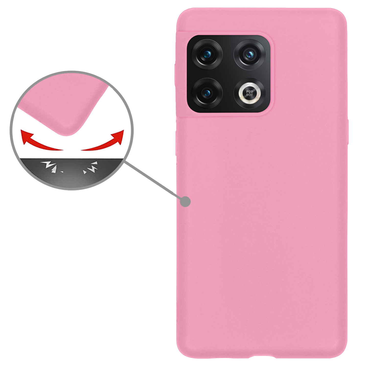 Nomfy Hoesje Geschikt voor OnePlus 10 Pro Hoesje Siliconen Cover Case Met 2x Screenprotector - Hoes Geschikt voor OnePlus 10 Pro Hoes Back Case - Lichtroze