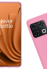 Nomfy Hoesje Geschikt voor OnePlus 10 Pro Hoesje Siliconen Cover Case Met 2x Screenprotector - Hoes Geschikt voor OnePlus 10 Pro Hoes Back Case - Lichtroze